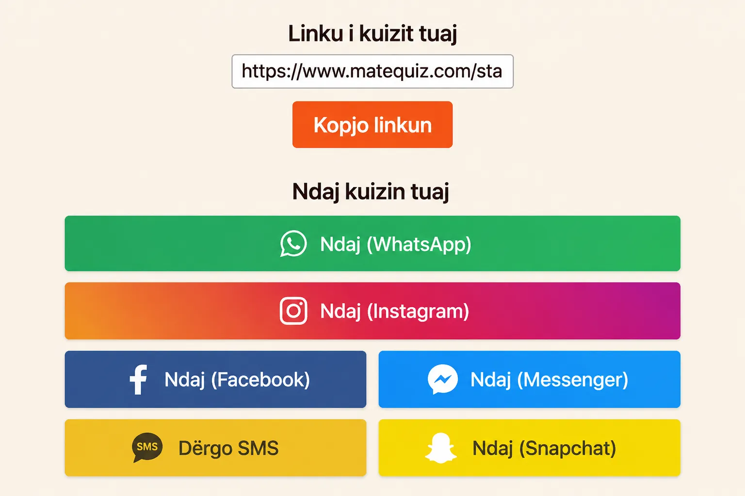 Si të ndani kuizin?