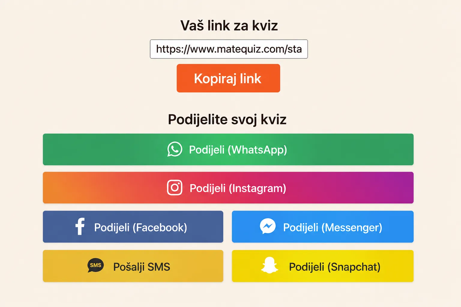 Kako podijeliti kviz?
