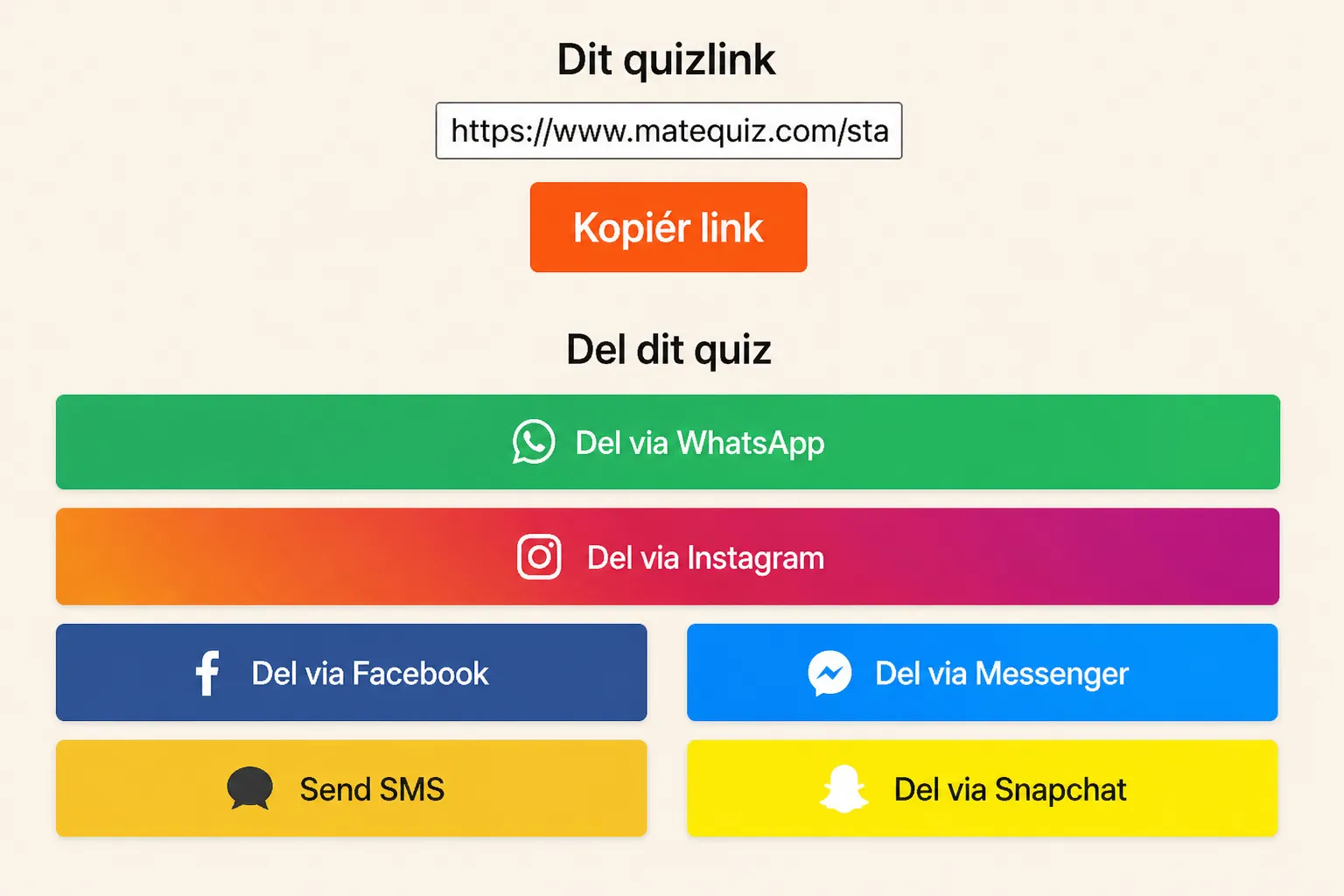 Hvordan deler man quiz?