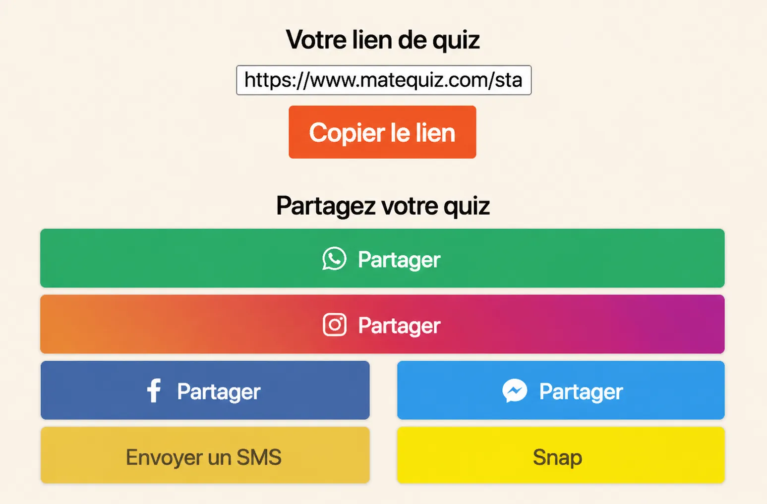 Comment partager le quiz ?