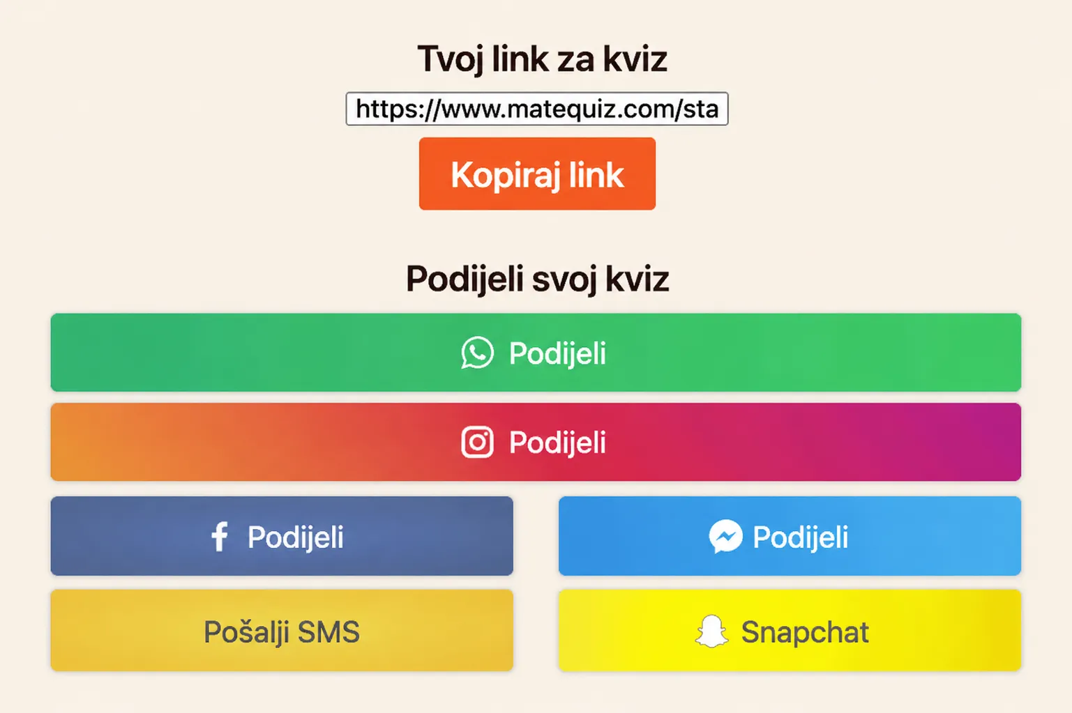 Kako podijeliti kviz?