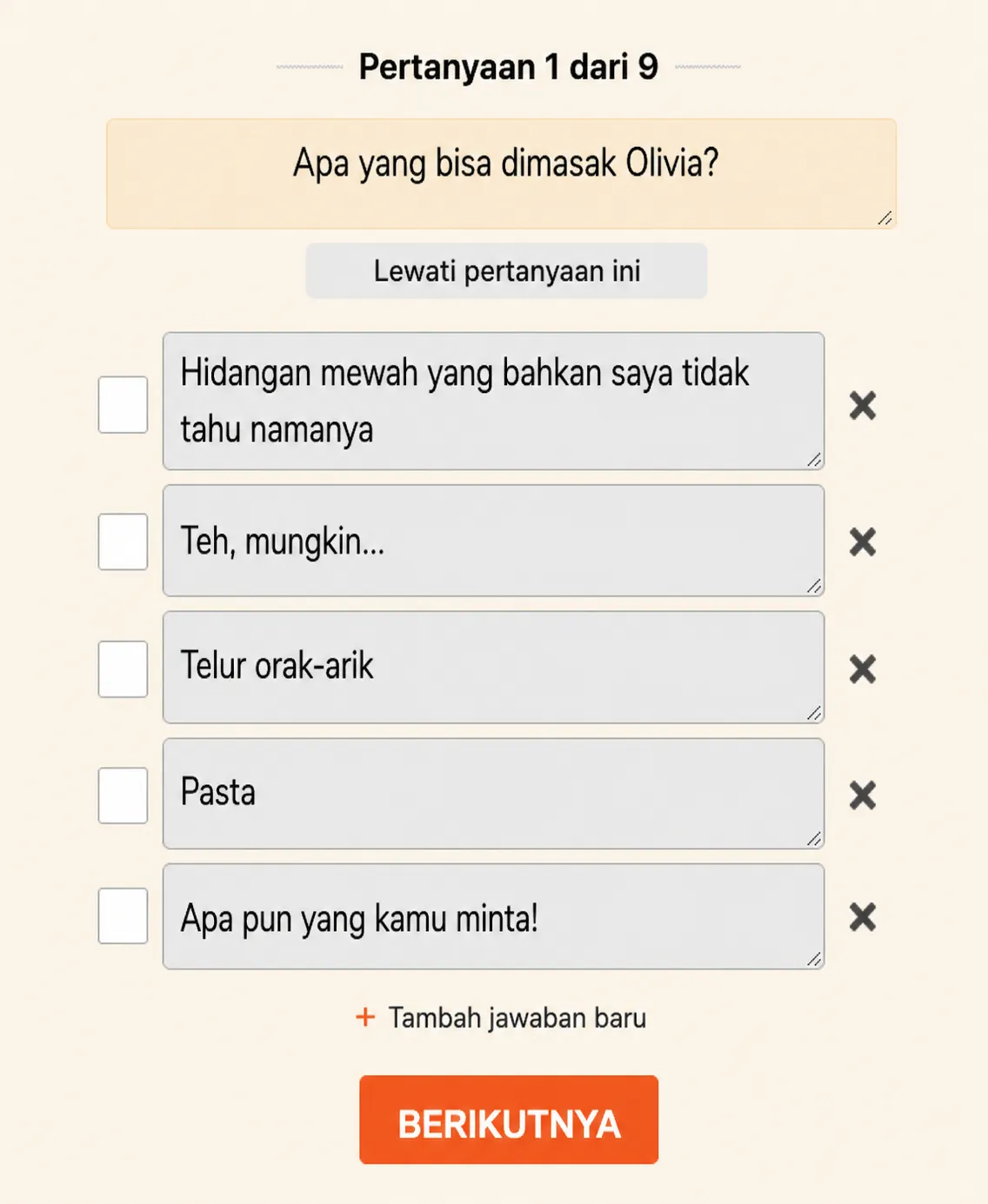 Bagaimana cara membuat kuis?