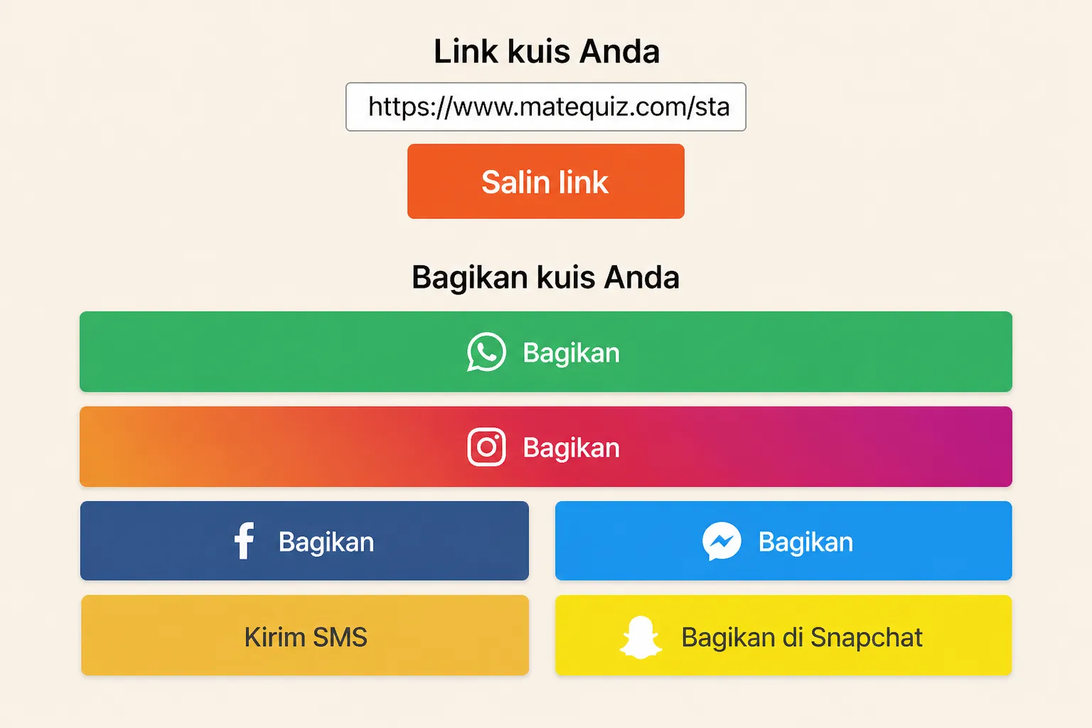 Bagaimana cara membagikan kuis?