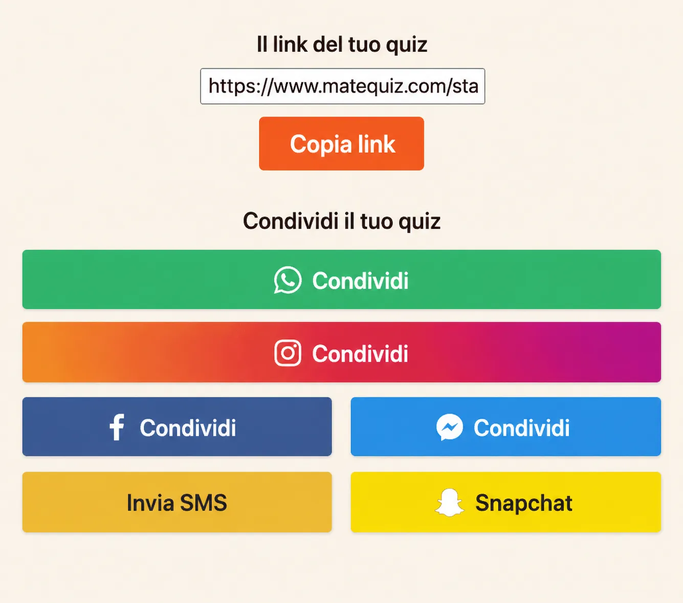 Come condividere il quiz?