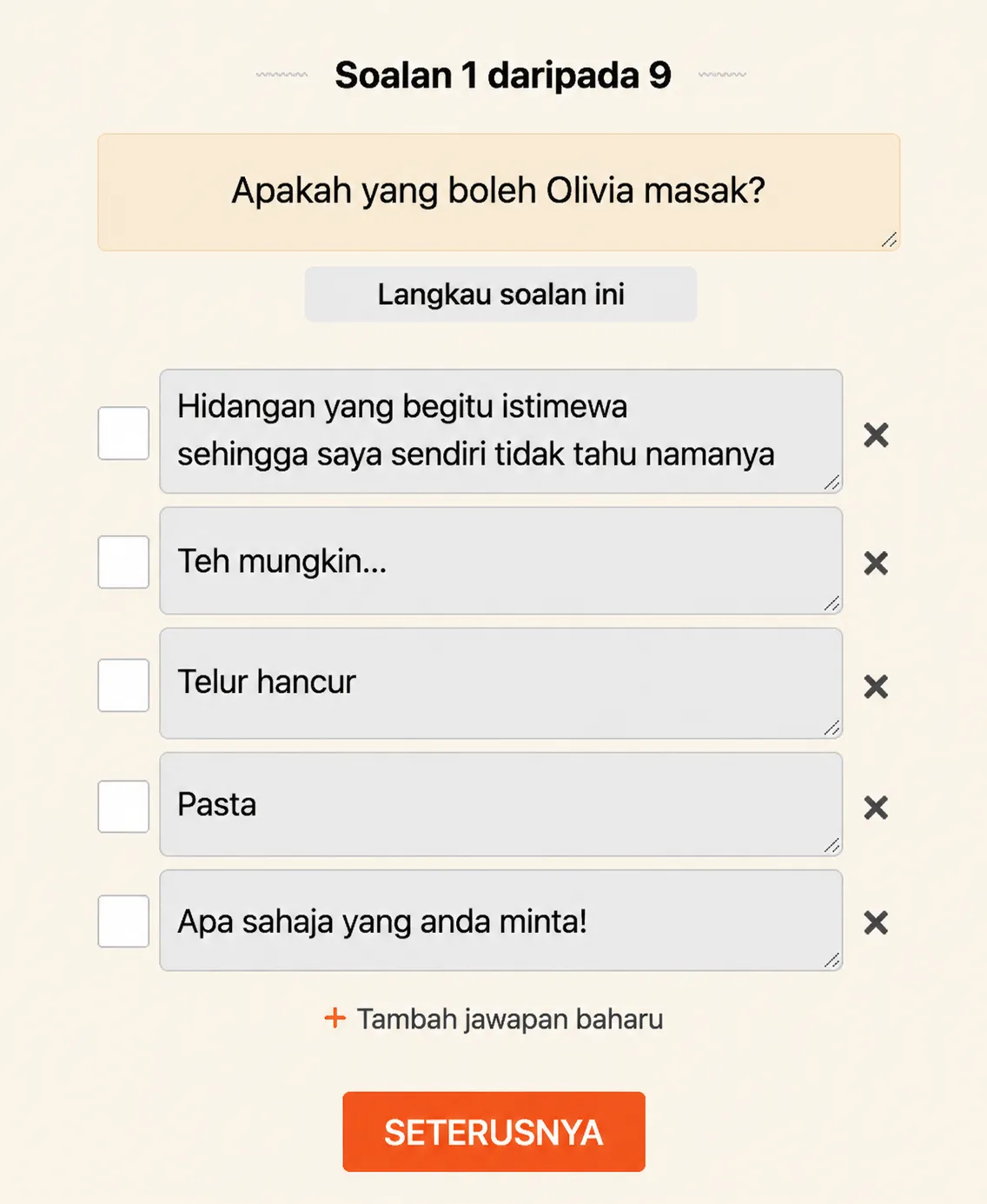 Bagaimana untuk mencipta kuis?