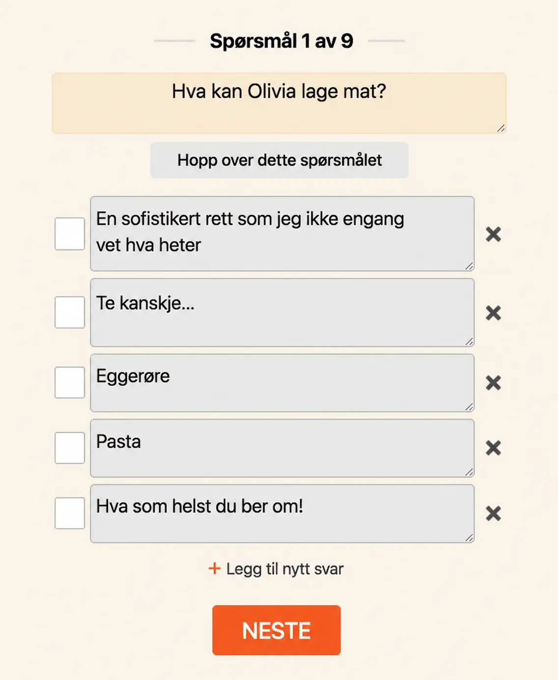 Hvordan lage quiz?