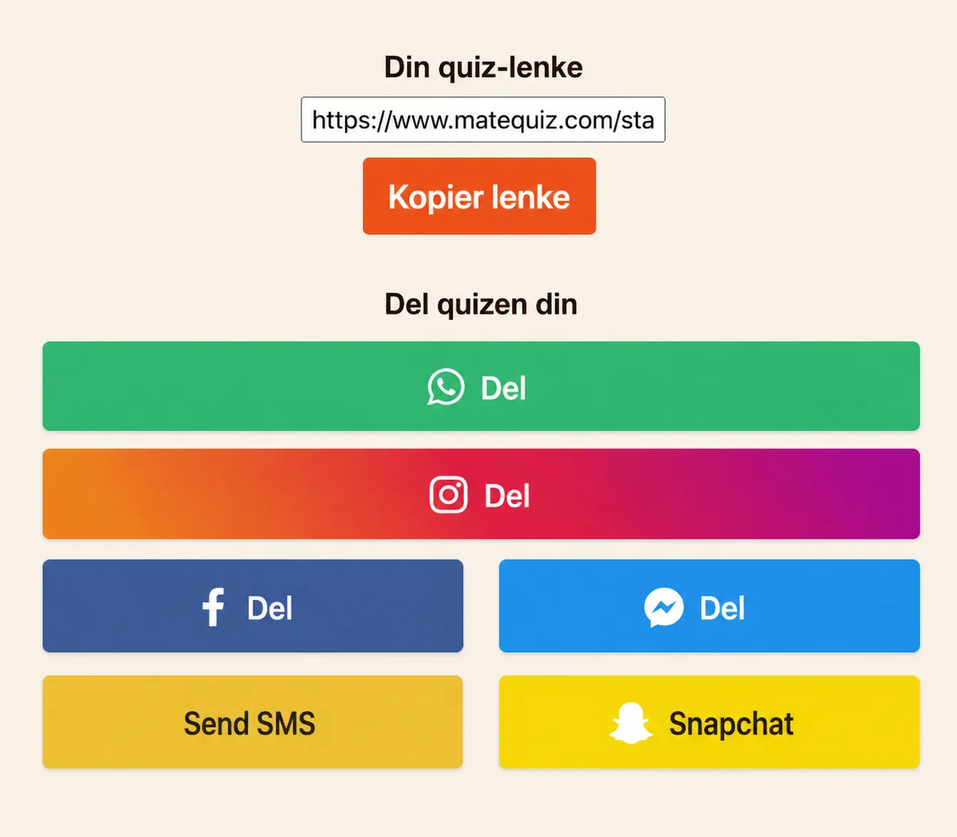 Hvordan dele quiz?