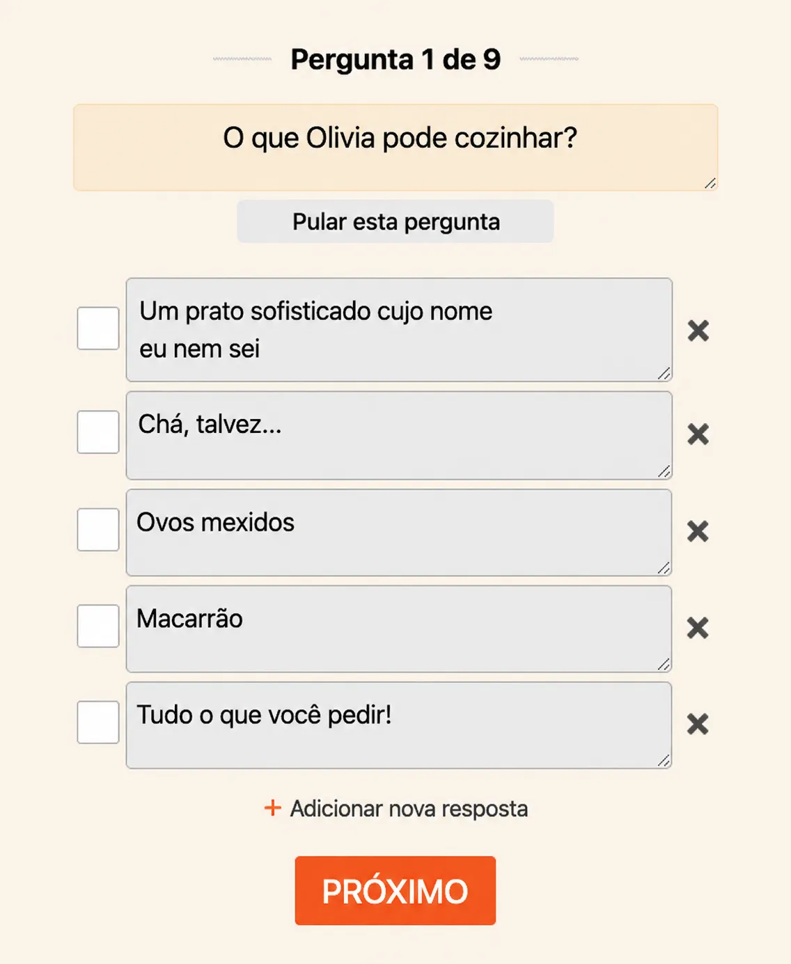 Como criar um quiz?