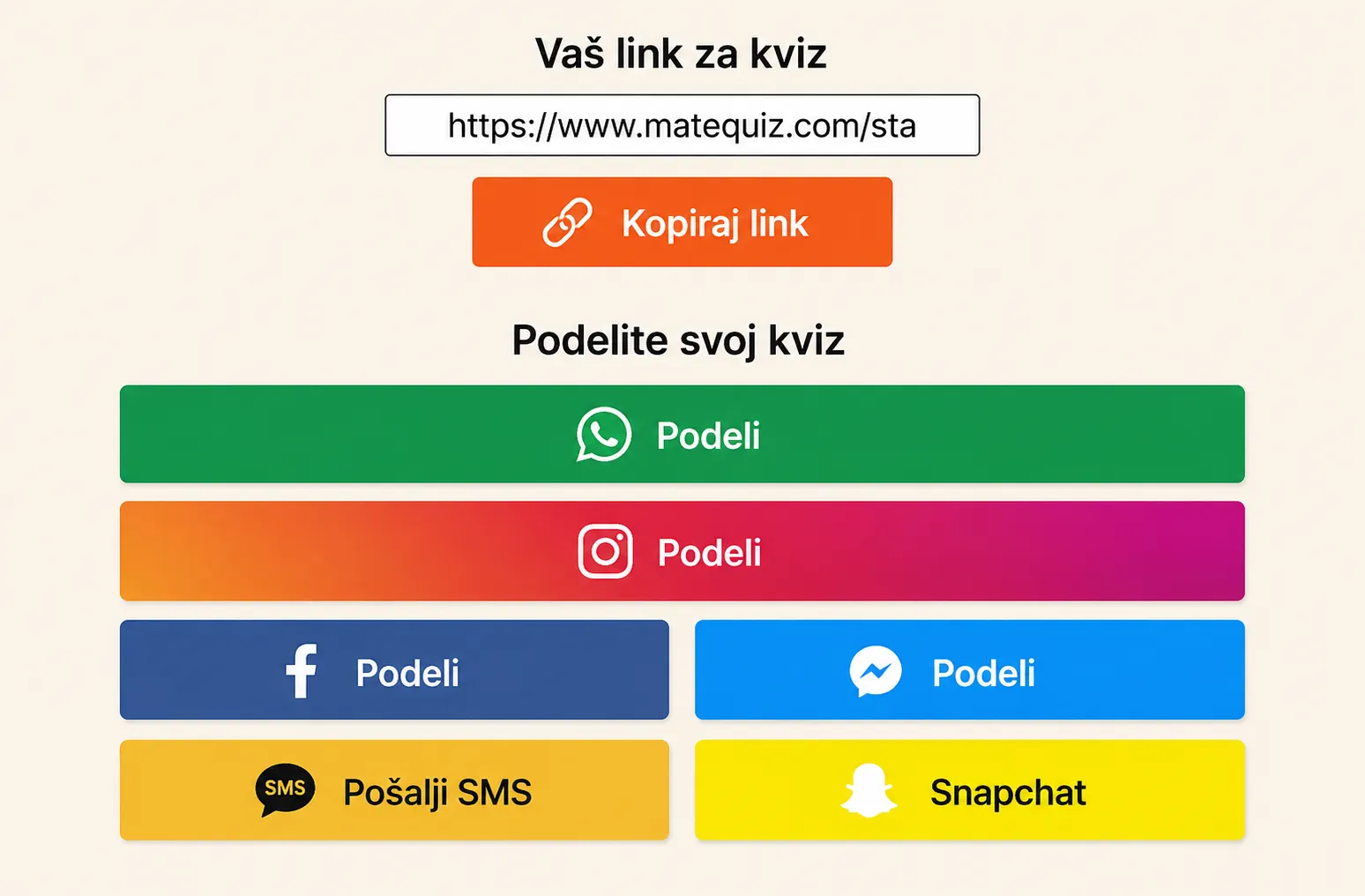 Kako podeliti kviz?